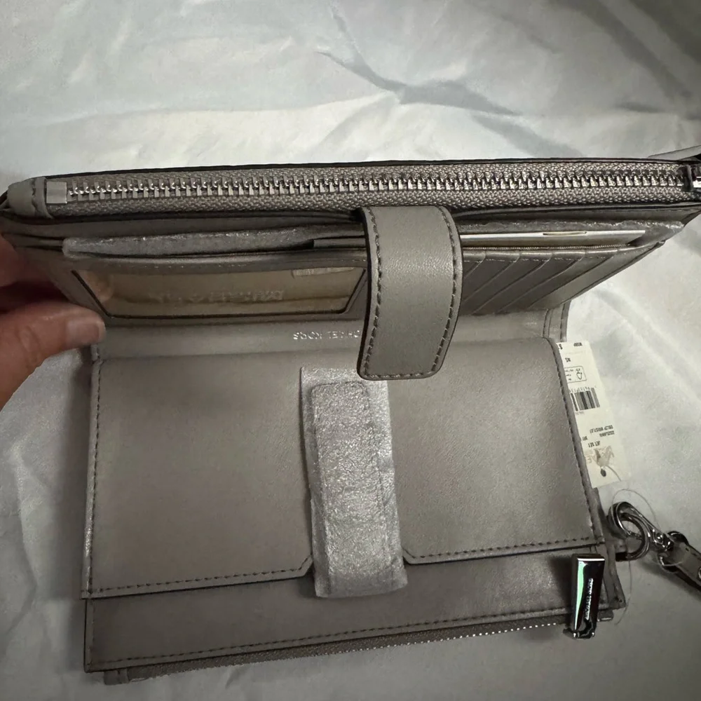 Michael Kors Gray and Cream Tote Bag with Gold Accents
